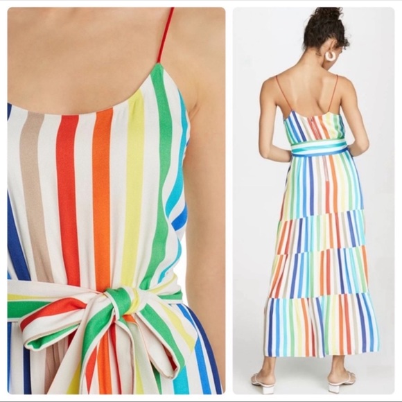NWT ALICE + OLIVIA Janan Rainbow Striped Dress Size L/10 - Picture 5 of 8